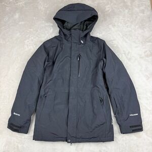 Volcom L Gore-Tex Snow Jacket Mens XS Black Hooded Waterproof Ski Snowboard